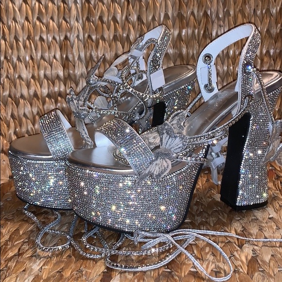 NIB Dolls Kill Rhinestone Pixie Queen Platforms - Picture 3 of 7